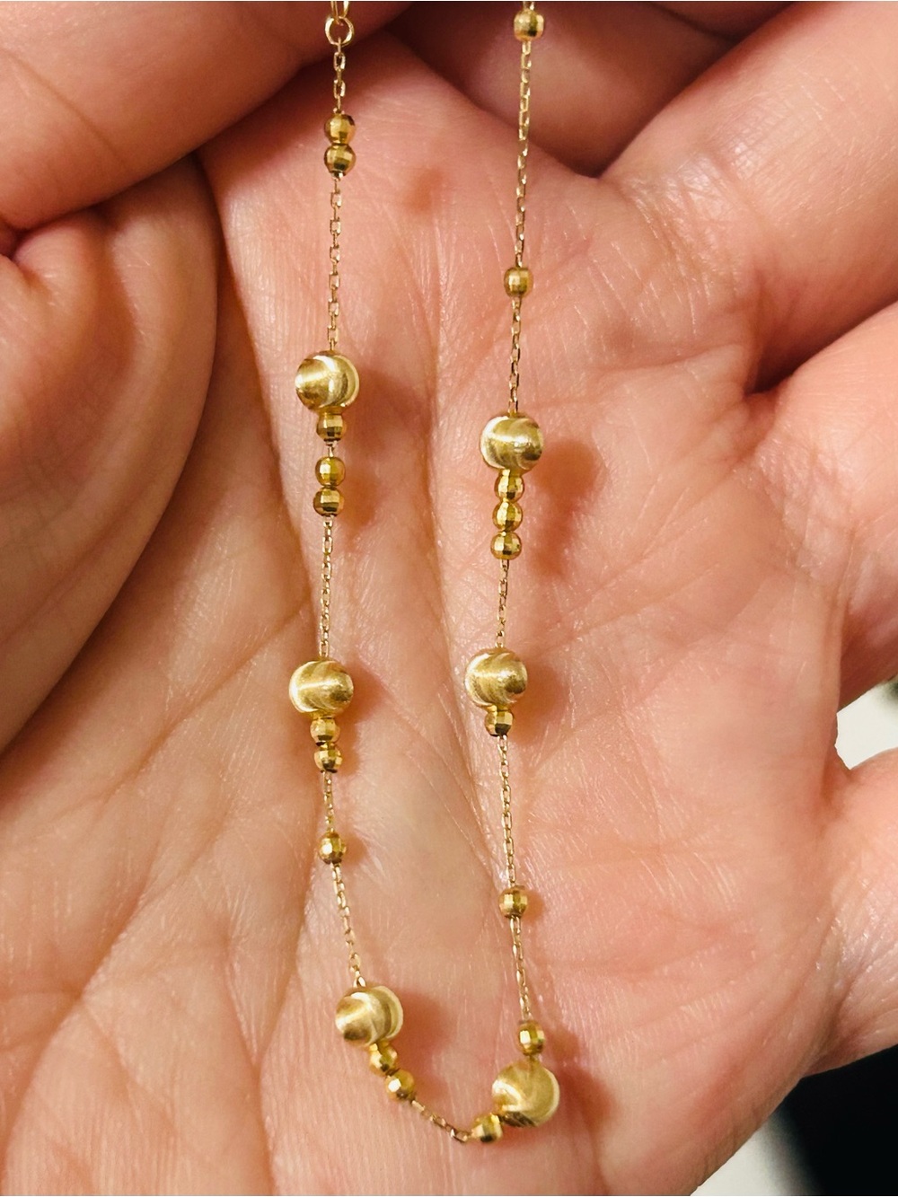 18k Italian Gold Bead Station Bracelet - Women Jewelry